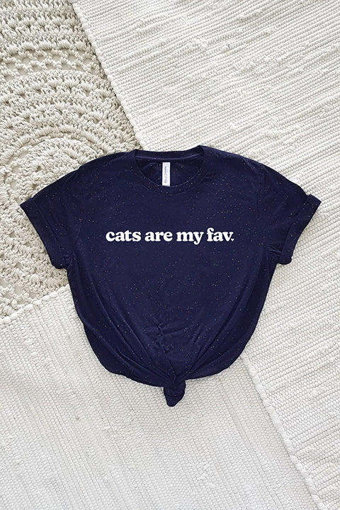cats are my favorite triblend crewneck tee speckled navy
