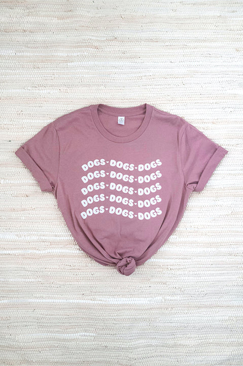 Dogs Dogs Dogs rose pink cotton crewneck tee