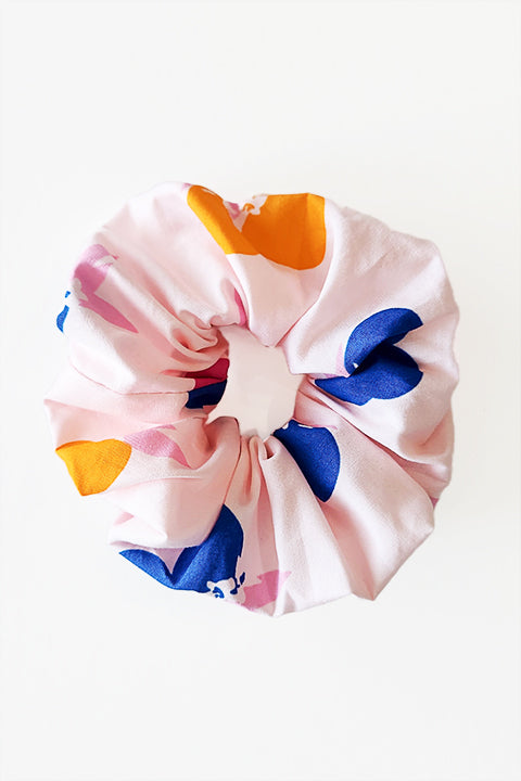 berries and oranges print upcycled fabric scrunchie