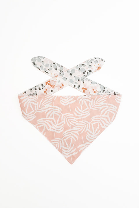 pastel ferns print side of watercolor ferns reversible pet bandana. prints feature pastel shades of pink and green.