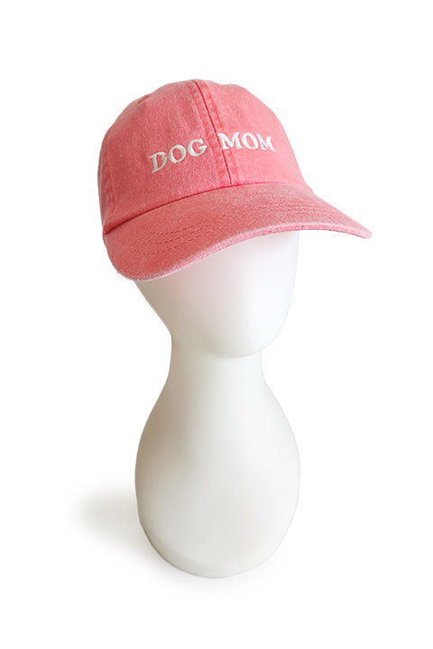 embroidered dog mom baseball cap in faded coral