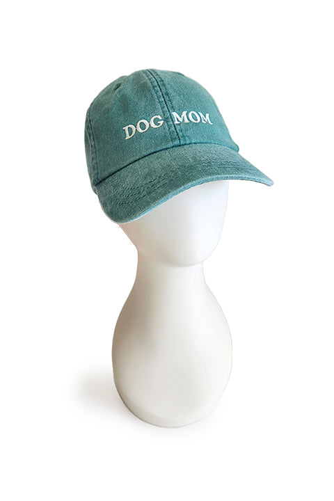 embroidered dog mom baseball cap in faded green