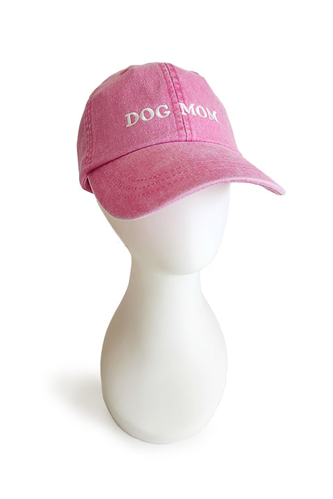 embroidered dog mom cap in faded pink