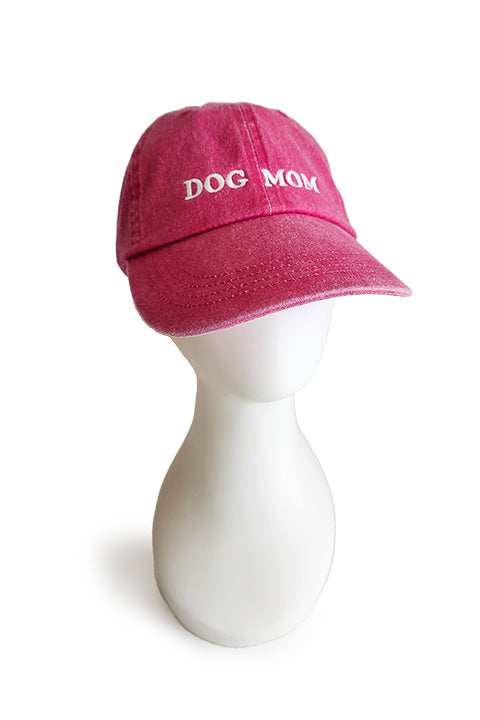 embroidered dog mom baseball cap in faded red
