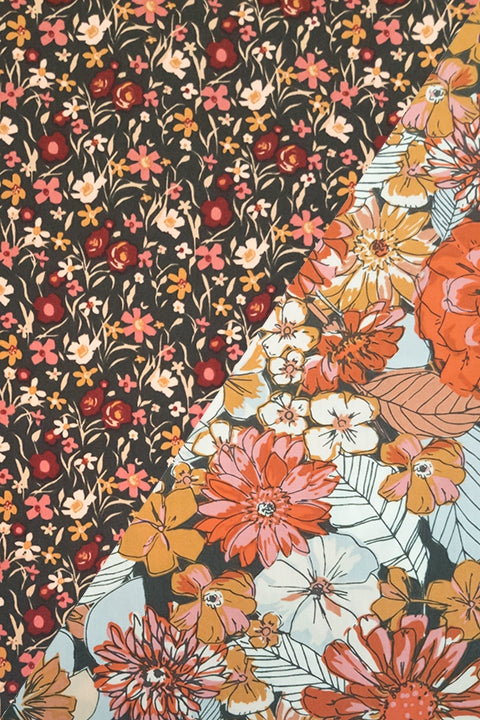 fabric swatch options showing a combo of the mini floral print and the rustic blooms floral print fabric